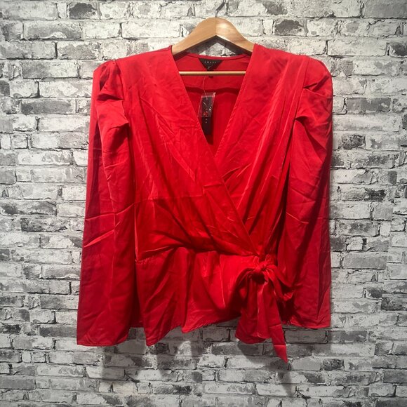 EUC Adiva Women's Red Plus Wrap Blouse Size 2X - Picture 2 of 15